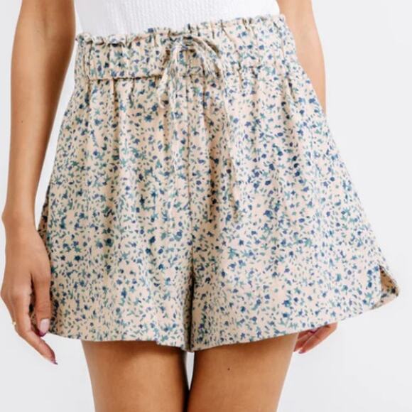 Mirth Pants - Mirth S Womens Track Short Sandy Field Flower Pull On 100% Cotton